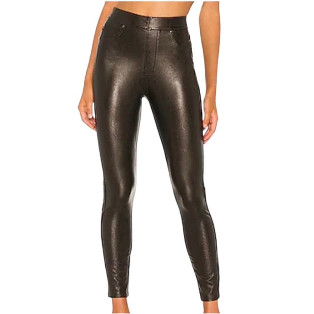 SPANX Black Faux Leather Ankle Skinny Pants M